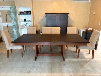 Expandable Dinner Table w chairs & custom made protective pads