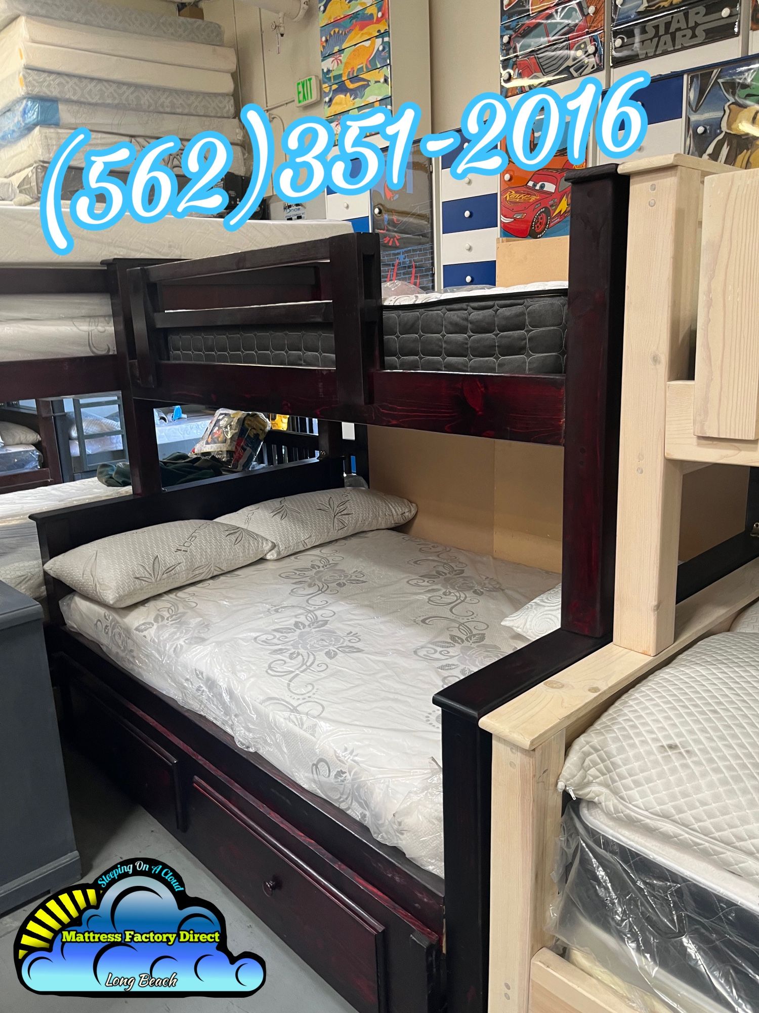 Twin Full Full Cherry Bunk Bed With Mattresses Nueva Cama Bonita 