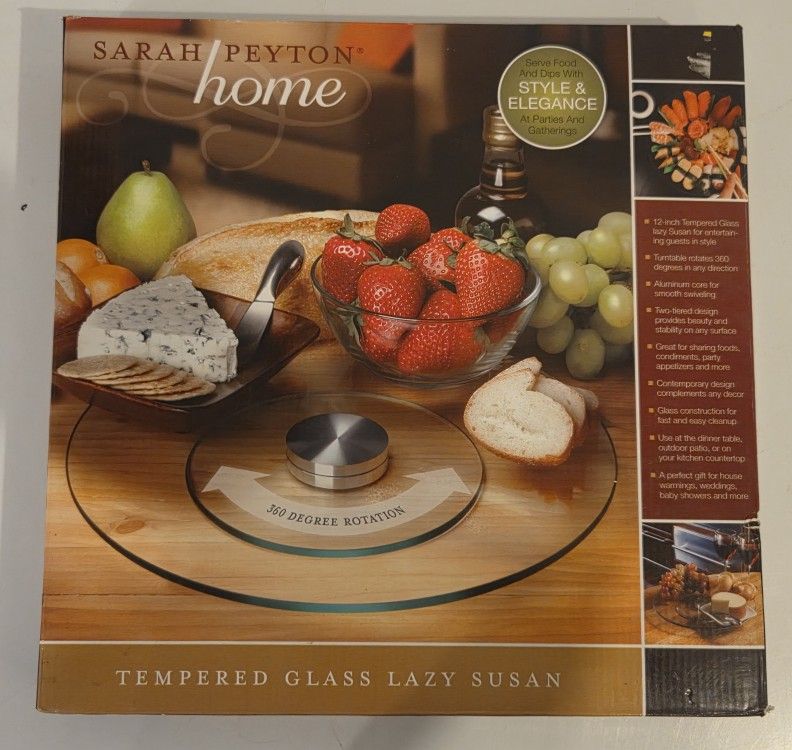 Sarah Peyton 12" Tempered Glass Lazy Susan 