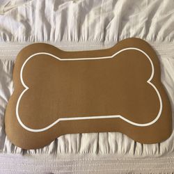 Brown Bone Mat Dog And Cat Food Bowl Mat