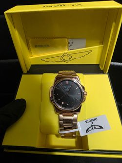 Invicta Men's Rose Gold Black Dial Watch - New with Box & Warranty