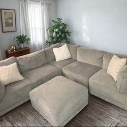 Large Modern Gray Modular Sectional + Ottoman