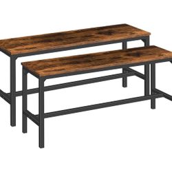 Set of 2 Wooden Benches, Dining Bench