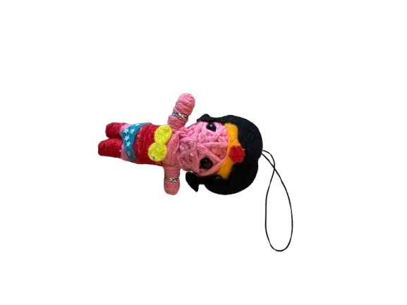 Pink Wonder Woman Yarn doll keychain