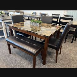 5pc Brown Table With Bench 