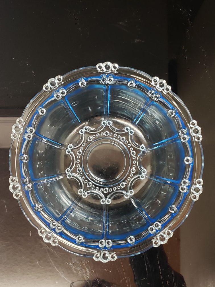 Vintage KIG Indonesia blue glass micro-dot bowl