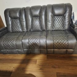3 Seat Faux Leather Reclining Sofa