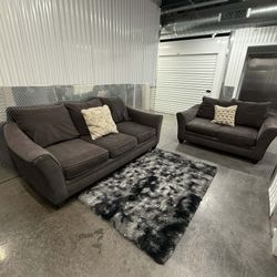 Couch And Loveseat  Dark Gray