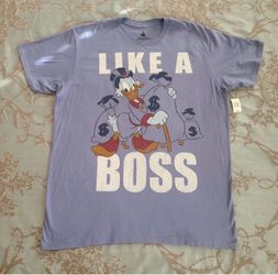 Disney Parks Scrooge McDuck Like A Boss Blue Graphic Tee Shirt Men Size XL