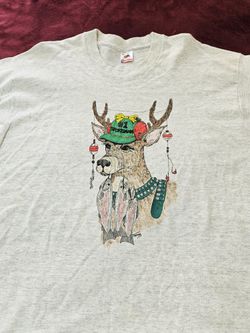 90s Vintage #1 Sportsman Reindeer Fishing Shirt 2XL Fruit Of The Loom USA Made