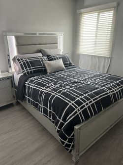 luxury silver bed set
