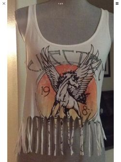 Pacsun Kirra Brand Women's Boho Fringe Tank Top Small white 1987