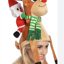 Funny Christmas Hat, Santa Claus Riding Reindeer Hat for Cute and Festive Christmas Party Favors, Masquerade Celebrations, Decorations, Costume A