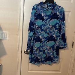Button Down 3/4 Sleeve Wide Sleeve Beach Cover-Up, I Believe
