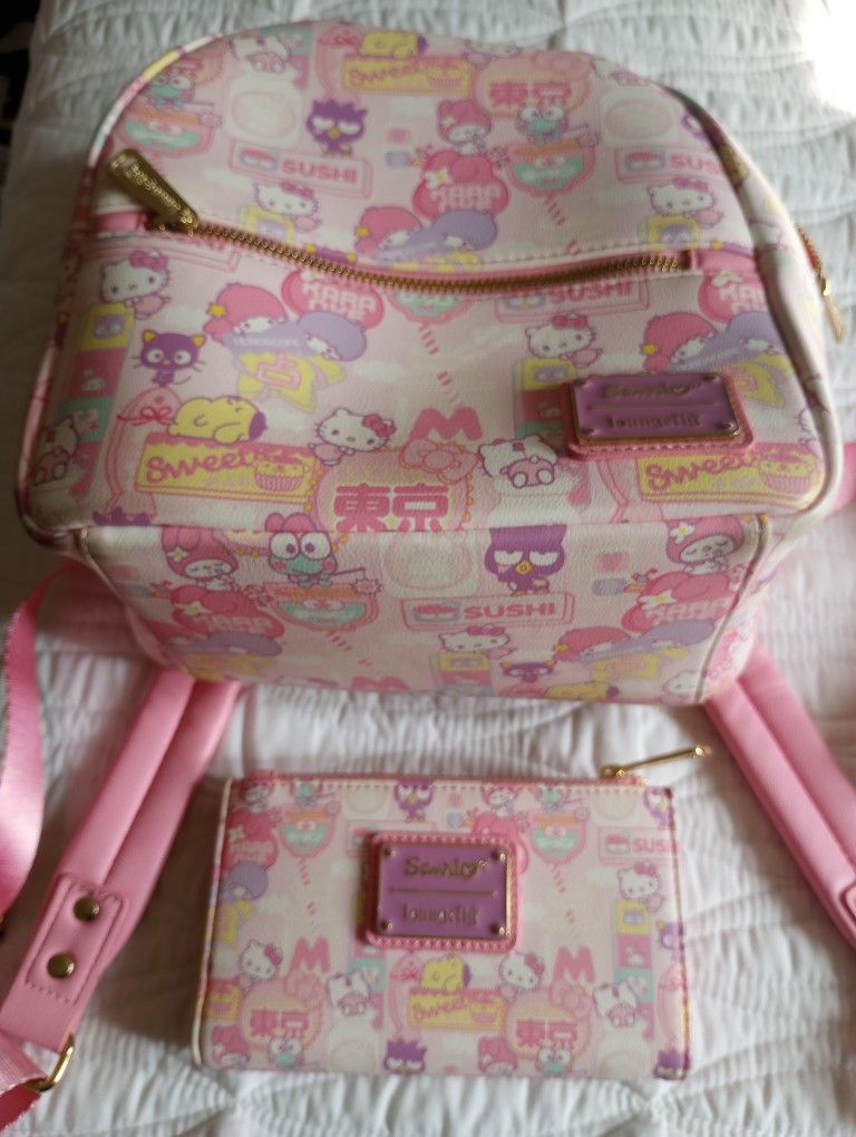 Sanrio Loungefly Hello Kitty & Friends Backpack & Wallet Set!