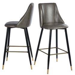 Homy Casa Smeg 30"Modern PU Bar Stool, Grey,Open Box