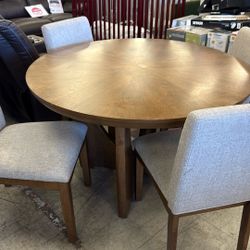 Zealand 54" Round Dining Table and 4 Chairs