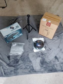 1080P Projector, FF-D13 Portable Speaker, Tripod, 15M HDMI Cable, and  Wall Screen Bundle.