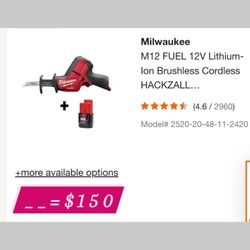 Milwaukee FUEL  HACKZALL Reciprocating Saw  
