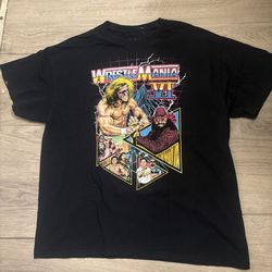 WWE Wrestlemania VI Shirt Mens XL Black Ultimate Warrior Crewneck Short Sleeve
