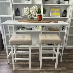 White Sofa Bar table Console With Stools
