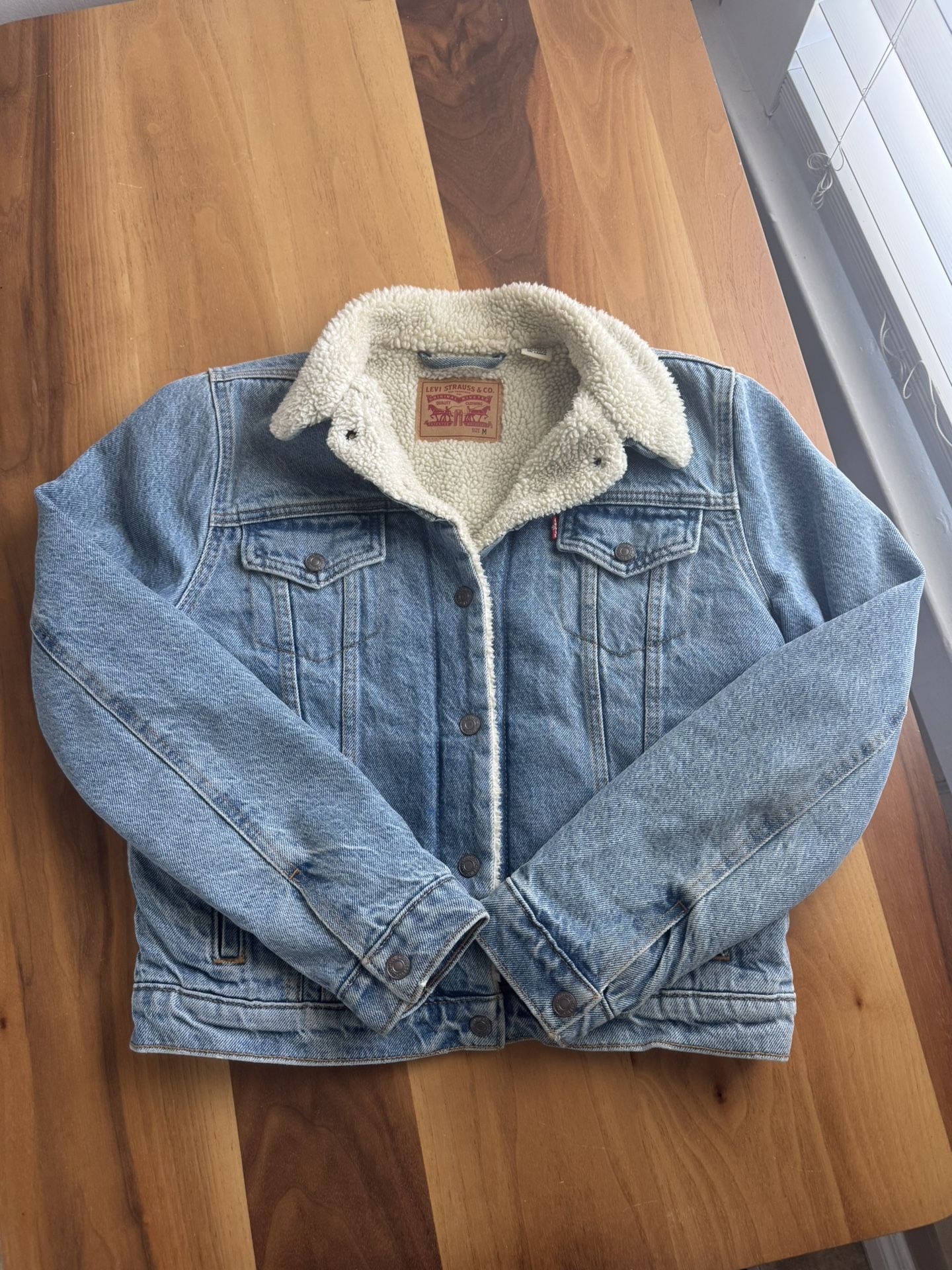 Levi Womens Original Trucker Jacket Sherpa Lined Snap Front Classic