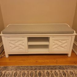 Wooden Storage Bench w/ Cushion
