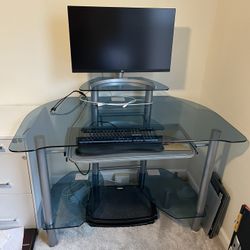 Glass Desk With Monitor Shelf