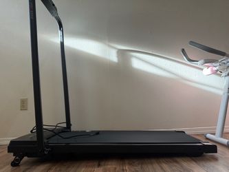 Black Folding Treadmill with Handlebar