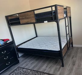 Industrial Metal and Wood Bunk Bed