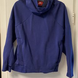 Nike - Women's Funnel Neck Pullover Hoodie Sweatshirt - Blue - Medium 