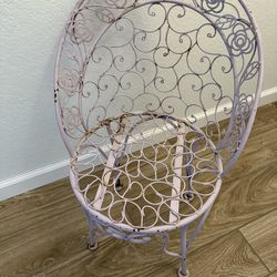 Shabby Chic Pink Wrought Iron Boudoir Chair