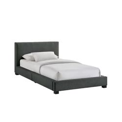 Full Upholstered Bed, Charcoal