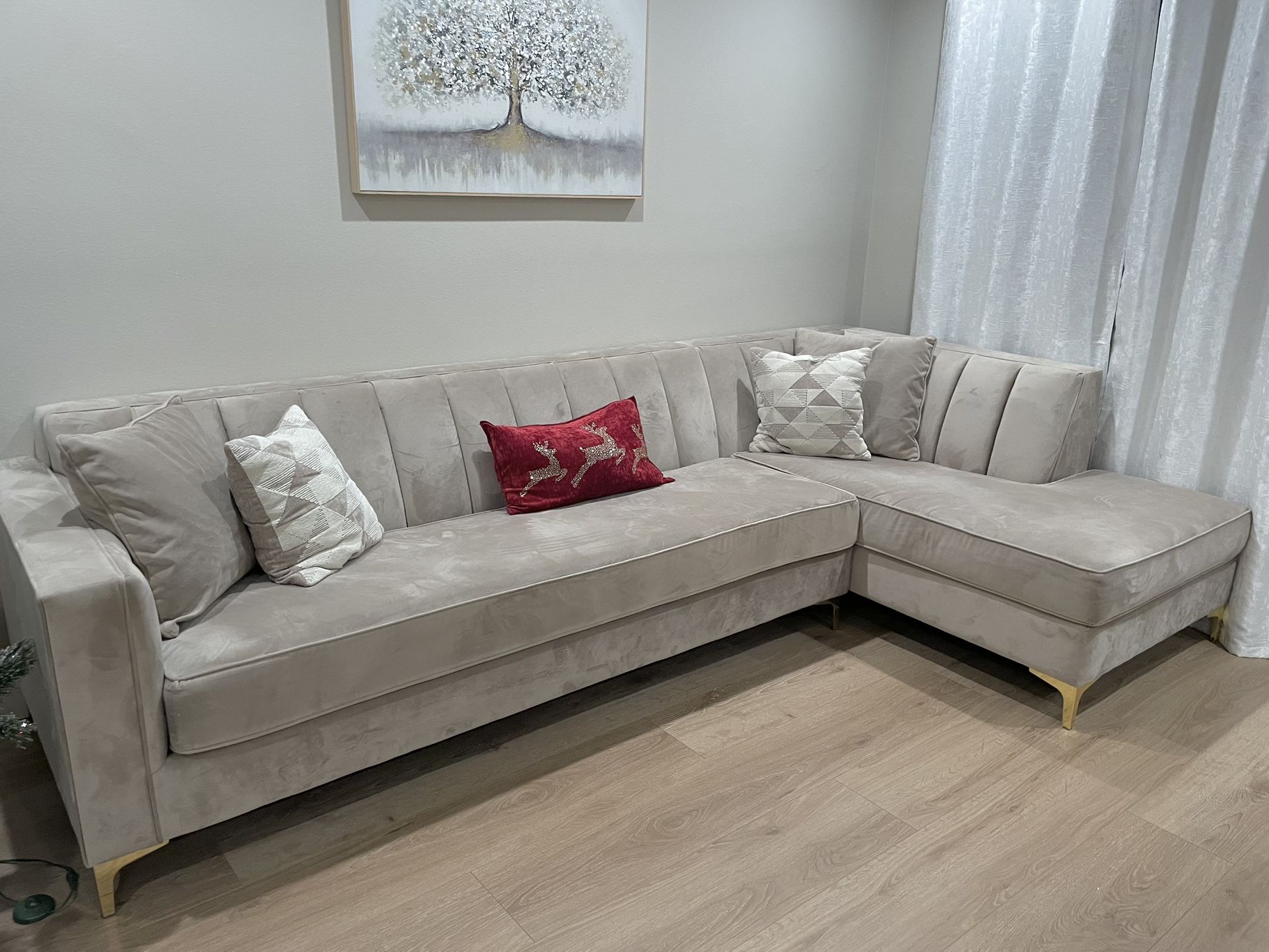 Sectional Sofa Couch 2 Piece (Velvet)