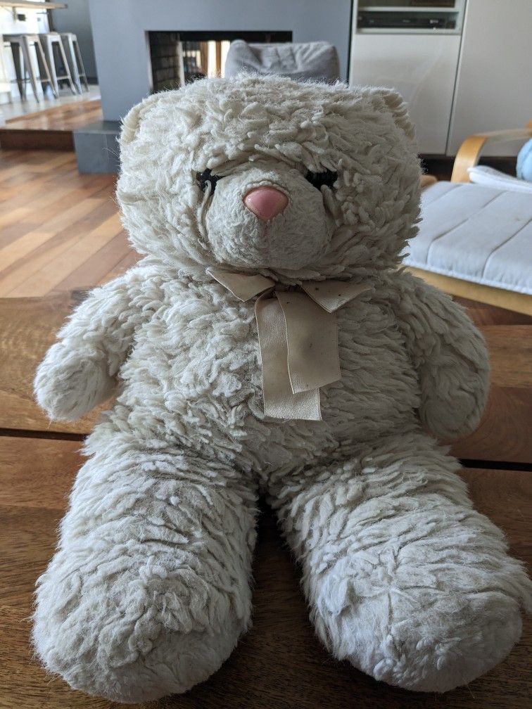 Lenovia White & Gray Medium Teddy Bear Plush 