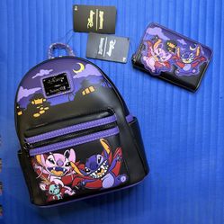 Loungefly Disney Lilo & Stitch: The Series Vampire Angel & Stitch Mini Backpack and Matching Wallet - Both NWTs  