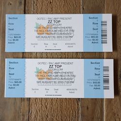 2 Tix ZZ TOP! THIS SAT 8/30
