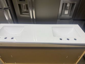 Double Sink White Bathroom Vanity Top