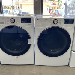 Samsung 4.5 Cu Front Load Washer & Gas Dryer Set In White 