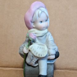 Alaska Momma Girl With Pink Hat And Rose Sitting Leg Crossed 376043 Home Decor 1998