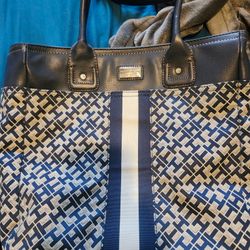 Tommy Hilfiger Monogram Pattern Tote Bag Navy/White