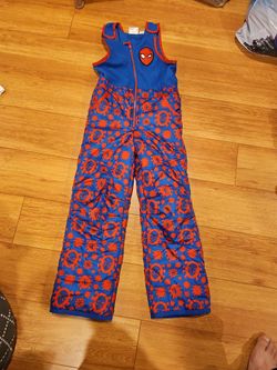 Boy’s Kids Spider-Man Winter Snow Pants Size S Zip Up Fleece