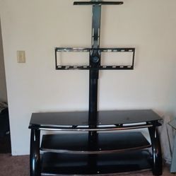 Black Heavy Duty Modern Tempered Glass TV Stand