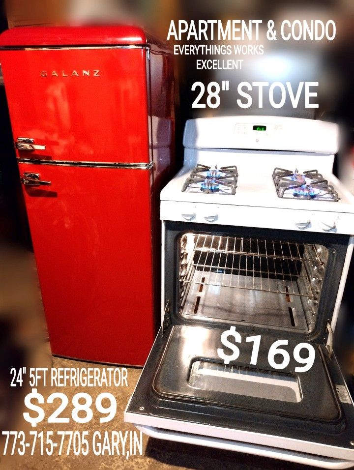 Small 28" Stove & 24" Fridge Refrigerator
