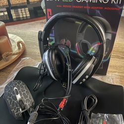 Gaming Kit- Headset, mouse, mousepad and adapter-Brand New!  