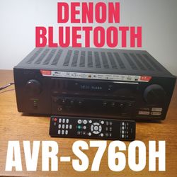 Denon Bluetooth AVR S760H  Wi-Fi Heos 8K 7.2 Channel 75 Watt Per Channel Receiver With Remote