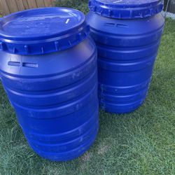 Blue Barrels 50gallons each