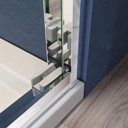 Sliding Shower Glass Door 44-48 in. W x 72 in. H, Adjustable Semi Frameless Shower Door, Certified Thick Clear Clear Tempered Glass, 304 Stainless Ste
