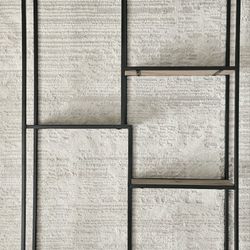 Dark Brown Metal Wood Geometric Wall Shelf