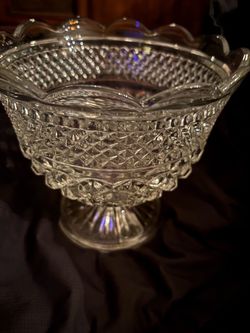 Clear Cut Glass Pedestal Bowl